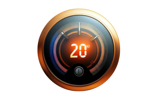 Radiating warmth Smart thermostat set to 20 degrees promising a cozy comfortable home in the on transparent background