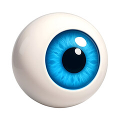 Realistic 3d render of a human eye featuring vibrant blue iris and white sclera