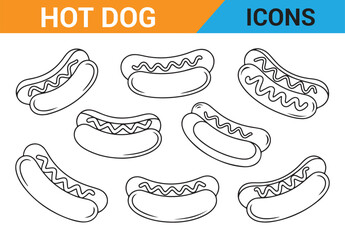 Hot Dog Sketch – Minimalist Line Art of Fast Food with Mustard