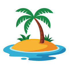 Palm coconut tree with island vector illustration 