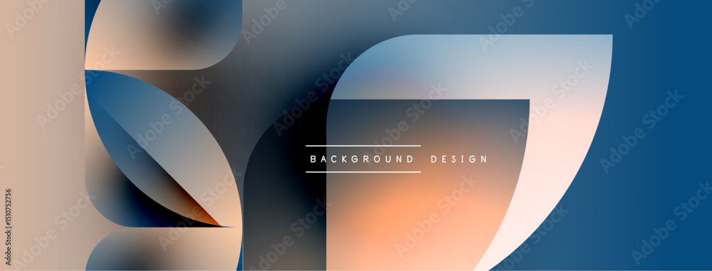 Poster Abstract fluid shapes, warm cool colors blend. Modern design elements create dynamic visual impact. Minimalist composition, smooth gradients present.