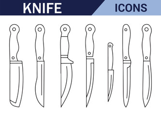 Cooking Knives Sketch – Hand-drawn Line Art of Kitchen Knives

