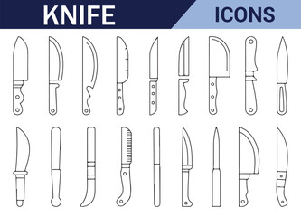 Kitchen Knife Set – Hand-drawn Line Art Illustration of Different Knives