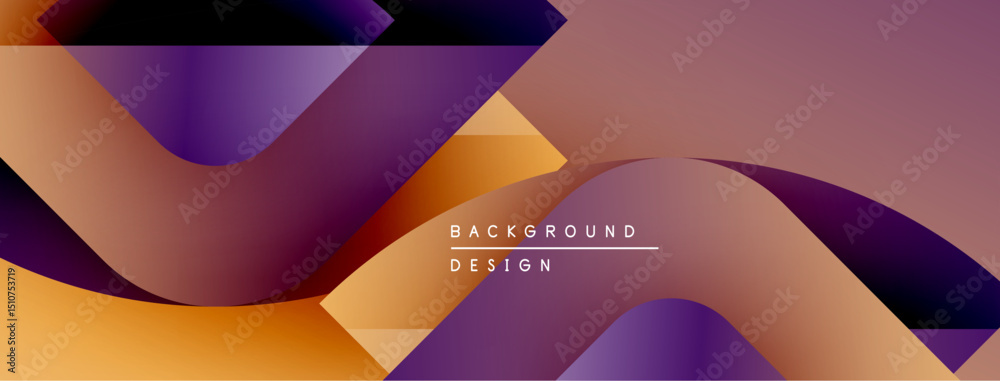 Poster Abstract gradients form dynamic shapes. Warm tones blend with purple hues creating modern background design. Minimalist aesthetic.