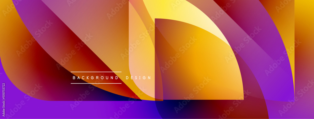 Poster Abstract dynamic shapes, vibrant colors blend smoothly. Gradient transitions create modern visual impact. Background design element.