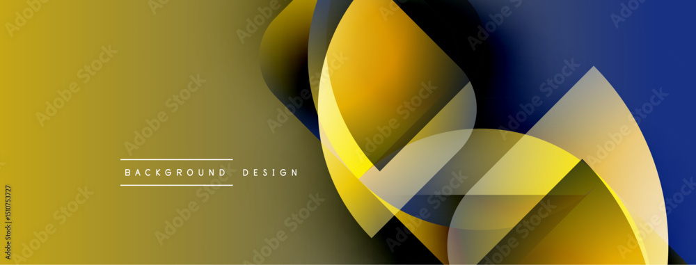 Aufkleber abstract shapes overlap, creating dynamic golden, navy composition. minimalist design suggests moder
