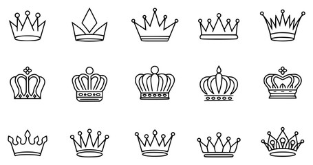Collection of detailed black and white crown designs