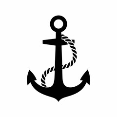 Nautical Anchor with Rope Vector Icon.