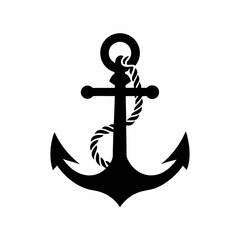 Nautical Anchor with Rope Vector Icon.