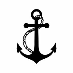 Nautical Anchor with Rope Vector Icon.