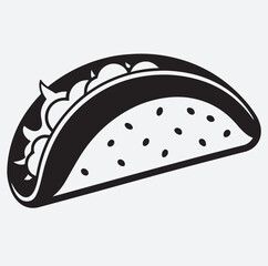 taco with filling silhouette vector art illustration, vector illustration of pizza