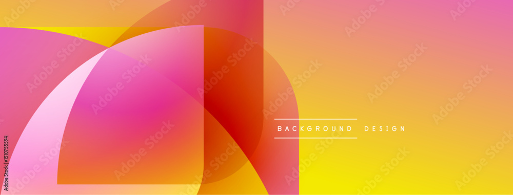 Poster abstract colorful shapes overlap. gradient hues blend, creating dynamic visual effect. modern design
