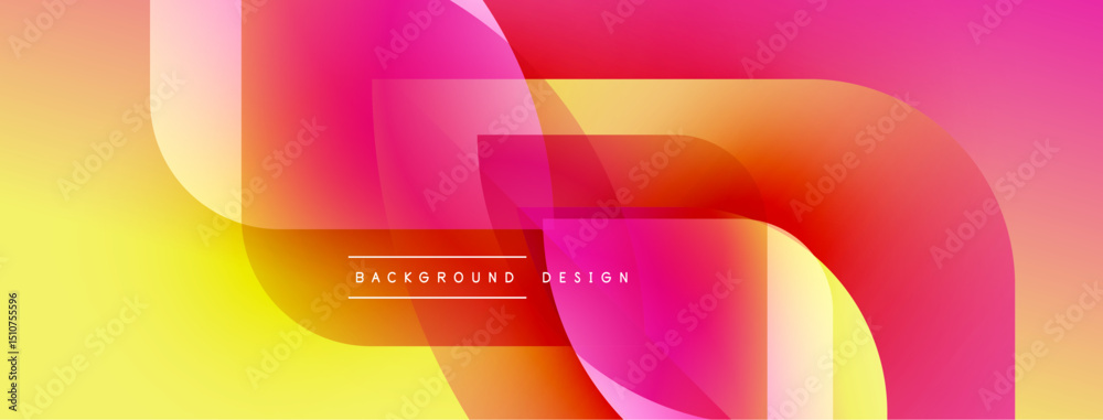 Poster Abstract colorful background. Overlapping shapes create dynamic visual effect. Gradient transitions, modern design elements present.