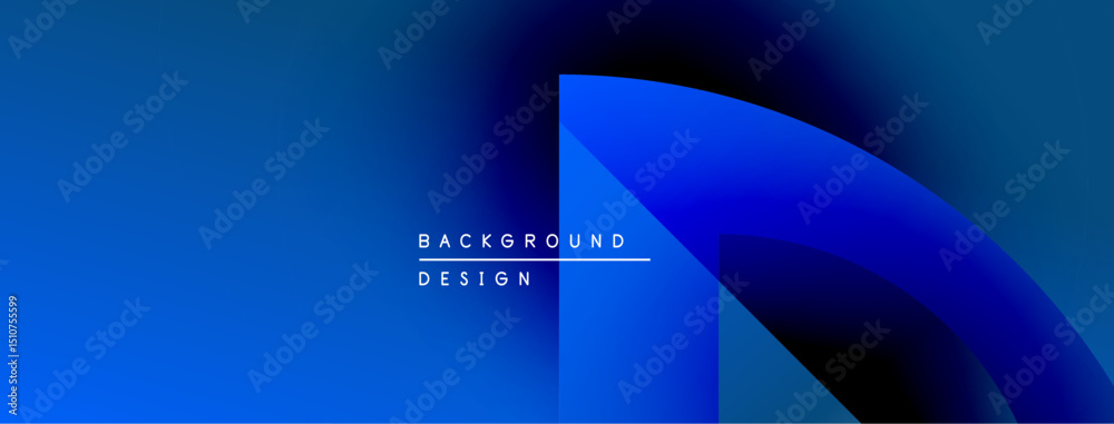 Poster Abstract blue gradients form dynamic shapes. Text reads background design centered within composition. Minimalist aesthetic, modern feel.