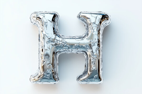 3D metallic steel sign font symbol alphabet letter U made of ice cubes - Powered by Adobe