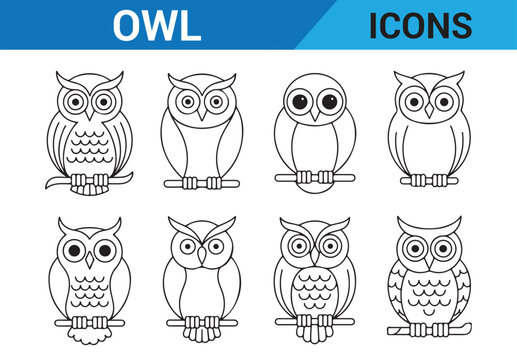 Cute Owl Line Art &ndash; Hand-drawn Sketch of Bird on Tree