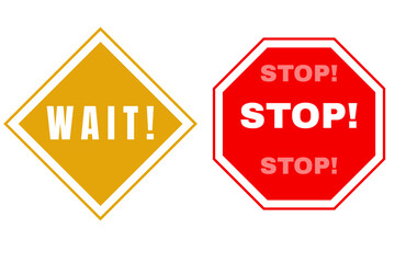 Stop and Wait Icons Set – Traffic Light Color Symbols in Red, Yellow, and Green for Road Signs, UI Alerts, and Safety Design


