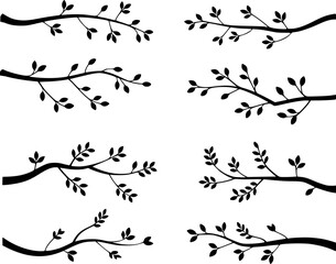 Silhouette of eight branch and leaf elements