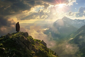 Clear Pixel Visual of the Man Thank God on the Mountain
