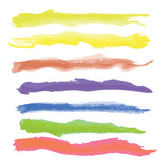 Various strokes of color paint on white background - Vector illustration