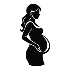 Pregnant Woman Silhouette isolated on white background