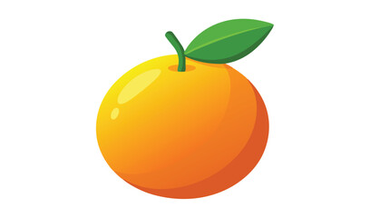 Single orange fruit with leaf illustration