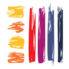 Set of different strokes of colored paint on a white background - Vector illustration
