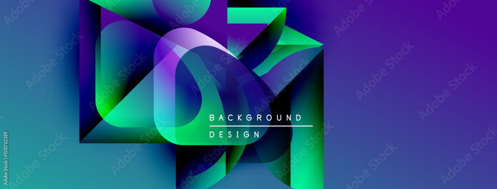 Poster abstract vibrant design features flowing shapes, gradients. text reads background design. modern aes
