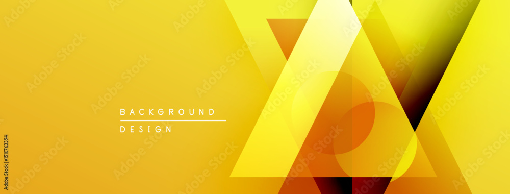 Poster abstract yellow design features overlapping shapes, gradients. modern background suitable for banner
