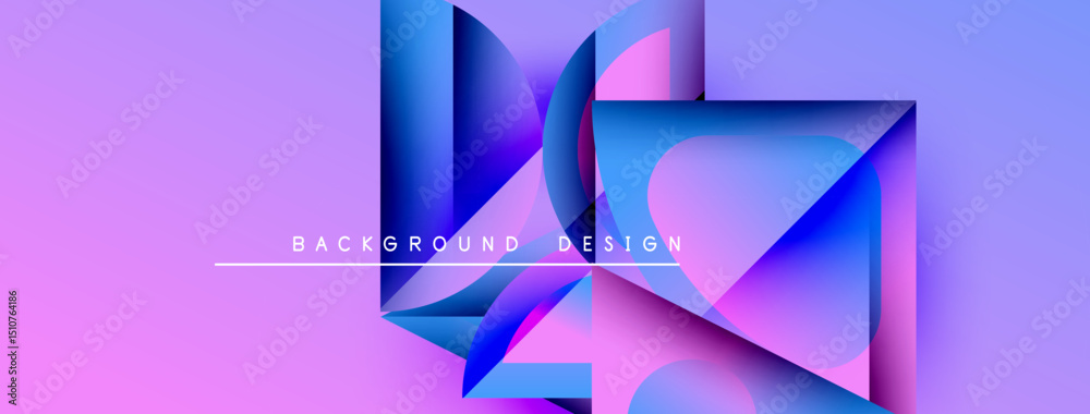 Poster Abstract geometric shapes overlap, creating vibrant purple, pink gradients. Modern design element for backgrounds, presentations.