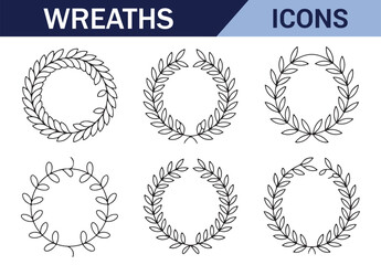 Set of hand-sketched laurels and branches for use in modern or traditional designs.