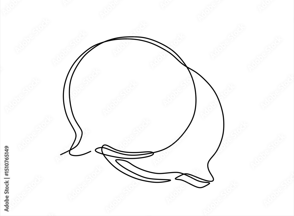Fototapete Speech Bubble Single Line Icon. One continuous line drawing of Speech bubble. Chat cloud and thought dialogue symbol in simple linear style. Comic text comment concept in editable stroke	