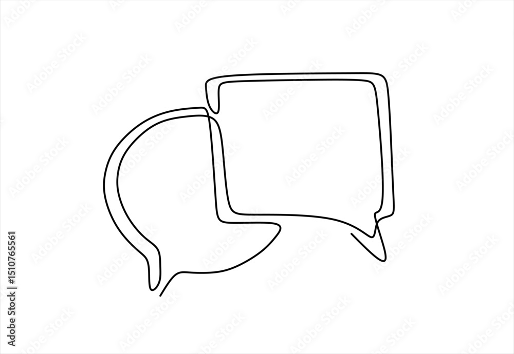 Poster speech bubble single line icon. one continuous line drawing of speech bubble. chat cloud and thought