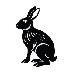 Fototapeta premium Silhouette of rabbit isolated on white background 