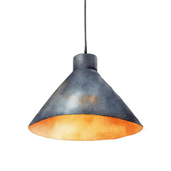 Minimalist Pendant Lamp, watercolor clipart vector, high quality, isolated on a white background.