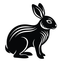 Silhouette of rabbit isolated on white background 