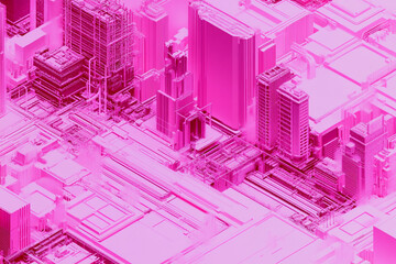 Circuit-style animation on vaporwave grid surface