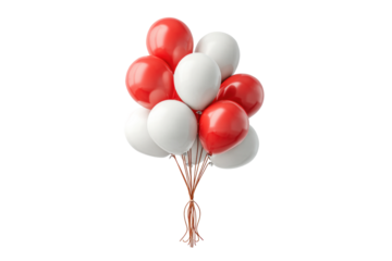 PNG Cluster of red and white balloons against a clear background
