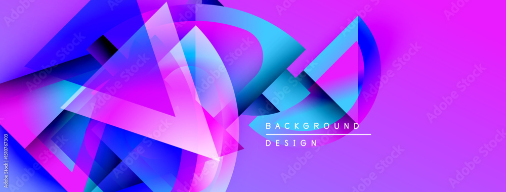 Fototapete abstract vibrant design. dynamic shapes overlap, creating modern visual effect. purple, blue hues do