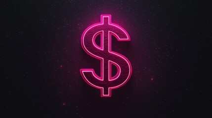 Floating dollar symbol in space neon glow digital art cosmic environment viewpoint