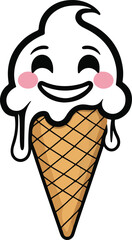 Colorful cone ice cream vector smiling shape 