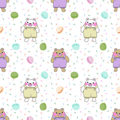 Obraz premium Cute bear pattern, white isolate background