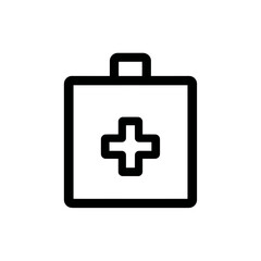 Obraz premium First aid kit icon displays safety aid concept symbol outline simple