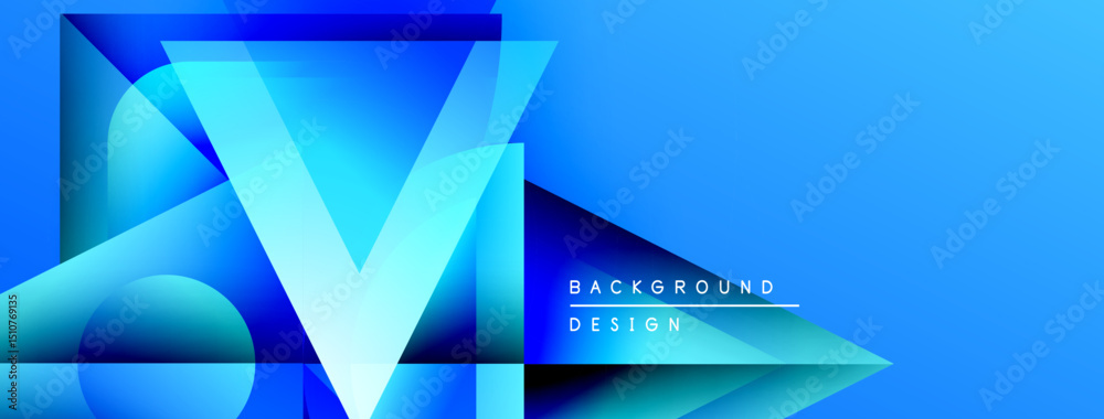 Leinwandbilder Abstract blue design features layered geometric shapes. Gradient colors create dynamic visual effect. Modern background suitable for digital projects.