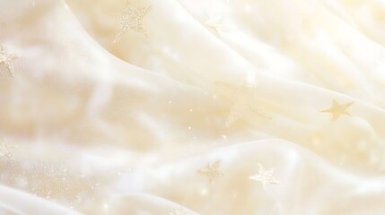 Soft, elegant, light cream fabric with golden stars