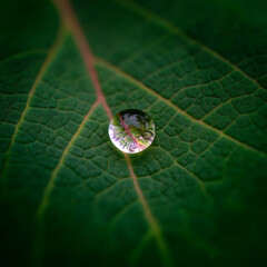 Macro shot of a waterdrop on a leaf