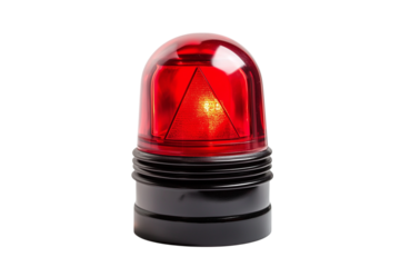 Red emergency beacon light isolated on transparent background