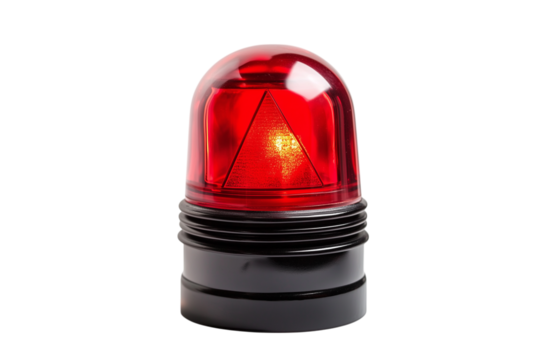Red emergency beacon light isolated on transparent background