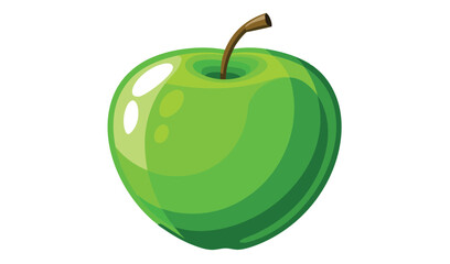 Single green apple illustration on white background