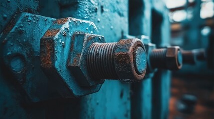 Close-up of rusty industrial metal fasteners.